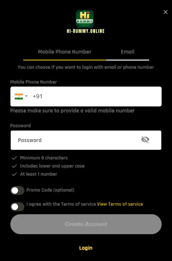hi rummy register process